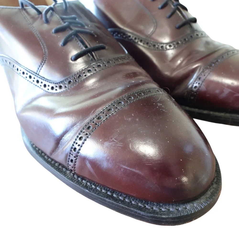 Bostonian Dress Shoes Mens 13 M Burgundy Excellent Leather Toe‎ Brogue Oxfords